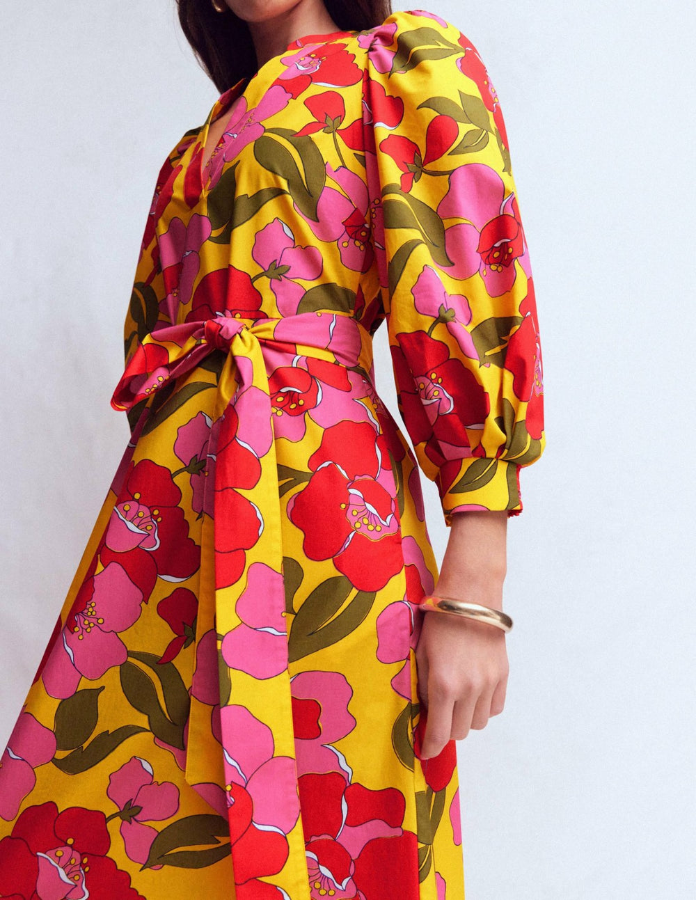 Octavia Cotton Dress-Yellow Radiant Bloom / Boden
