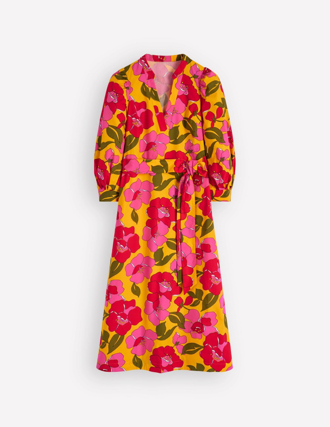 Octavia Cotton Dress-Yellow Radiant Bloom / Boden