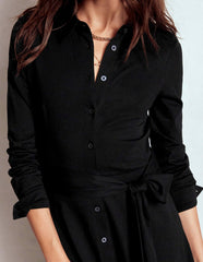 Marcia Jersey Shirt Dress-Black / Boden Sale