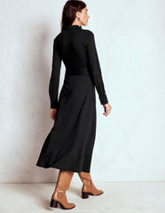 Marcia Jersey Shirt Dress-Black / Boden Sale
