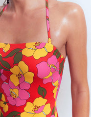 Paros Bandeau Swimsuit-Red, Radiant Bloom / Boden On sale