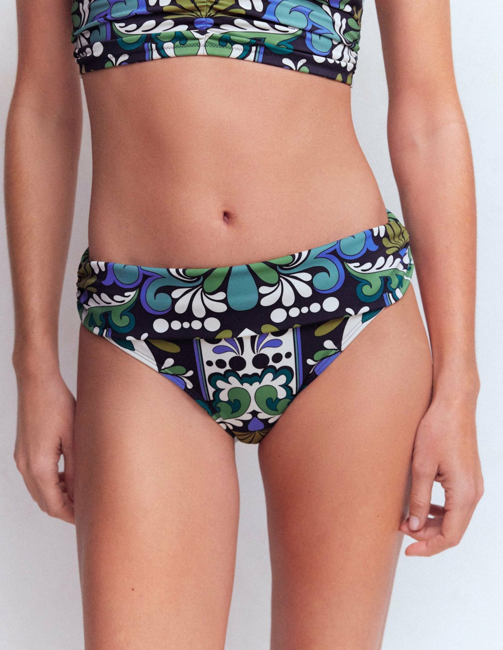 Classic Fold Bikini Bottoms-French Navy, Bloom Tapestry / Boden us