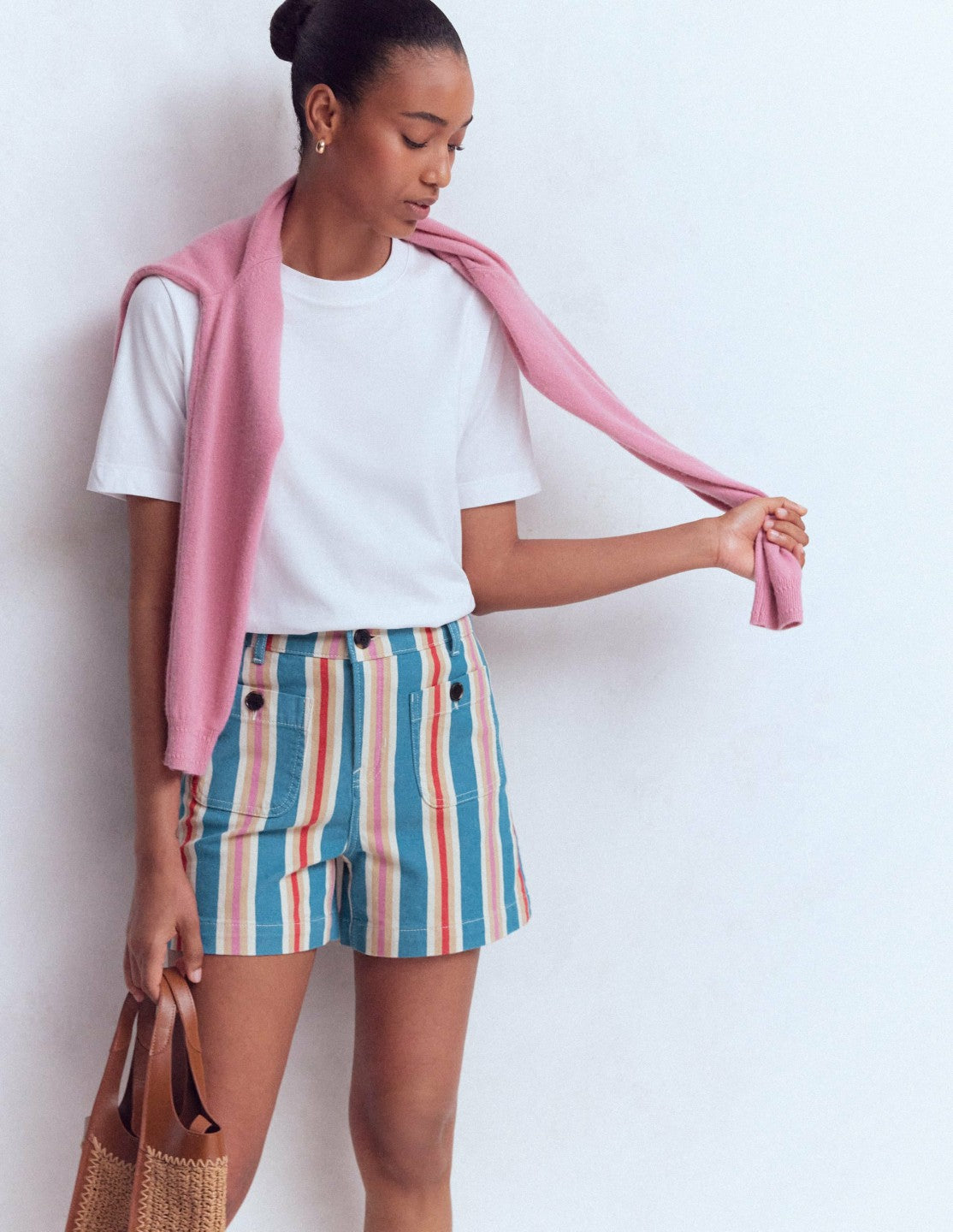 Primrose Denim Shorts-Stripe / Boden