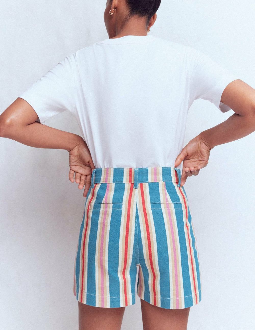 Primrose Denim Shorts-Stripe / Boden