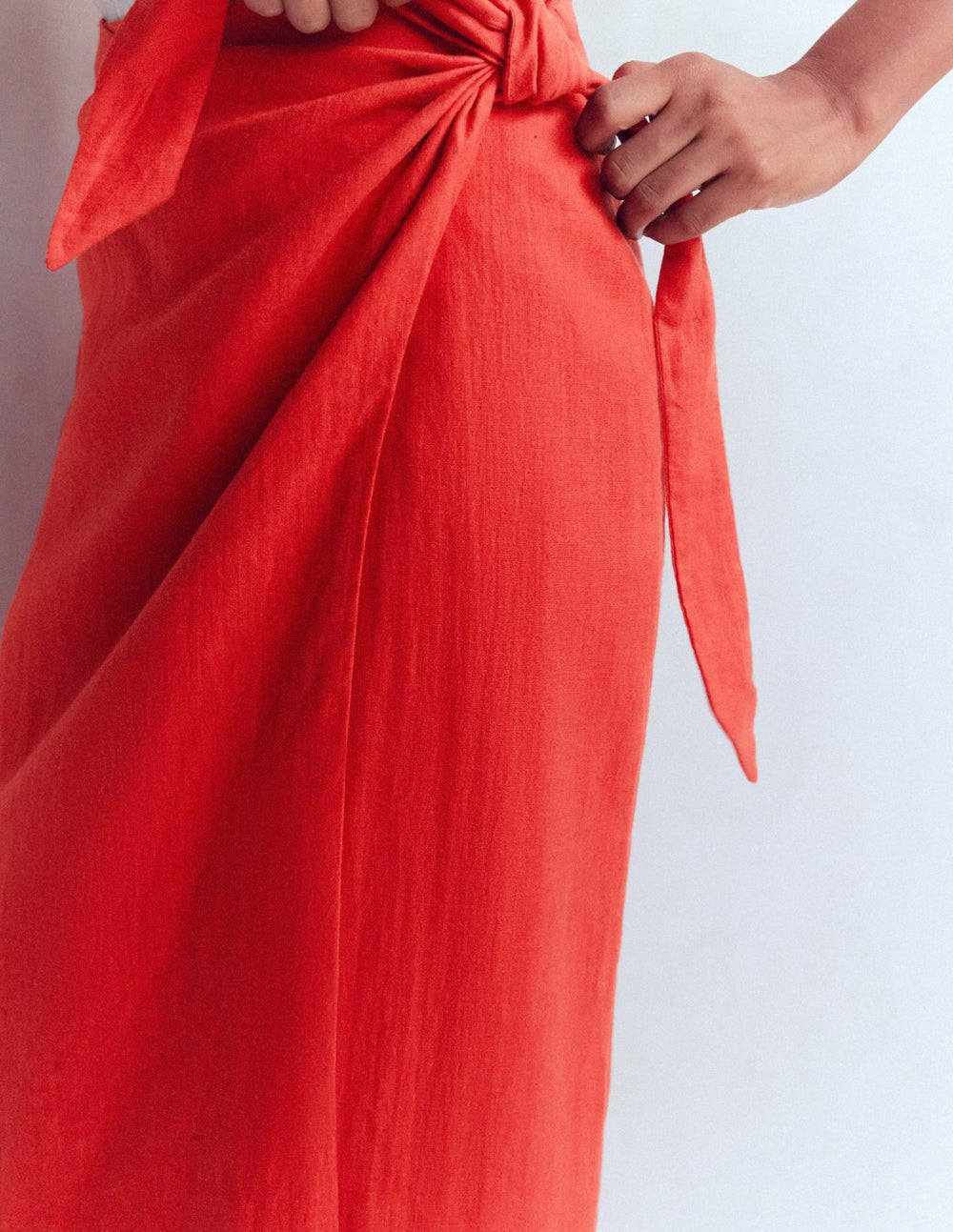 Dimitra Linen Column Skirt-Red Coral / Boden Sale