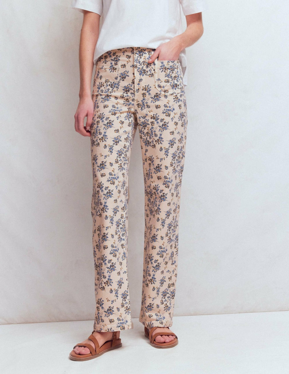 Straight Leg Pocket Jeans-Ivory Floral / Boden Discount