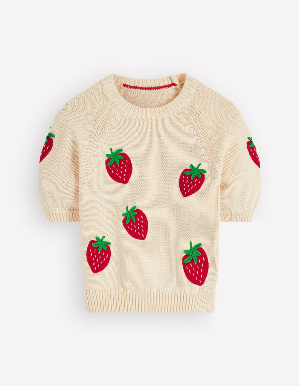 Margot Puff Sleeve T-Shirt-Warm Ivory Strawberry / Boden On sale