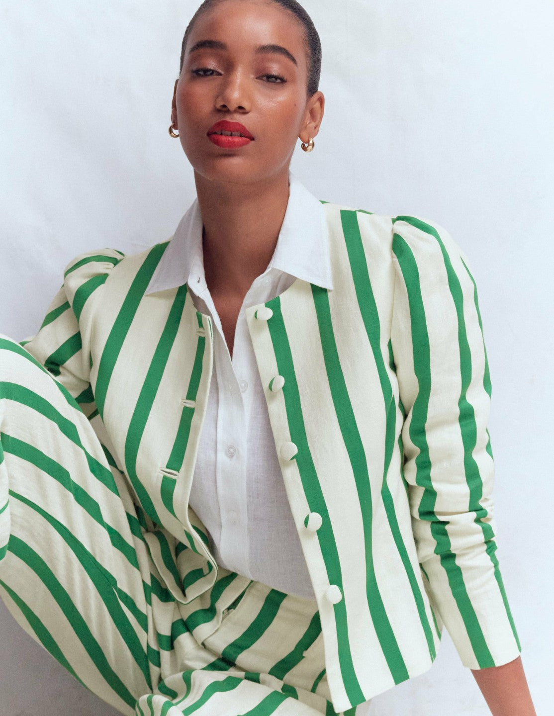 Salisbury Jacket-Ivory, Fresh Green Stripe / Boden us