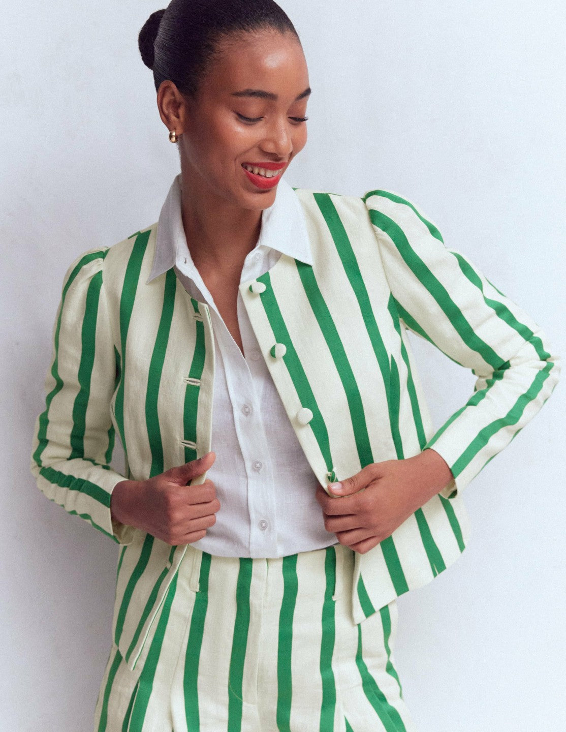 Salisbury Jacket-Ivory, Fresh Green Stripe / Boden us