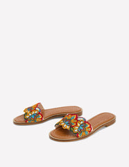 Beaded Flower Flat Sandal-Floral Multi Embroidery / Boden