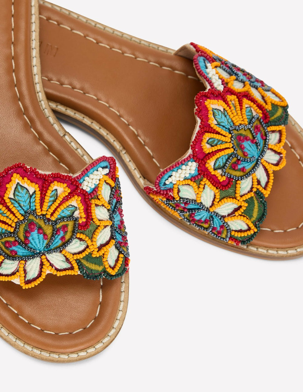 Beaded Flower Flat Sandal-Floral Multi Embroidery / Boden