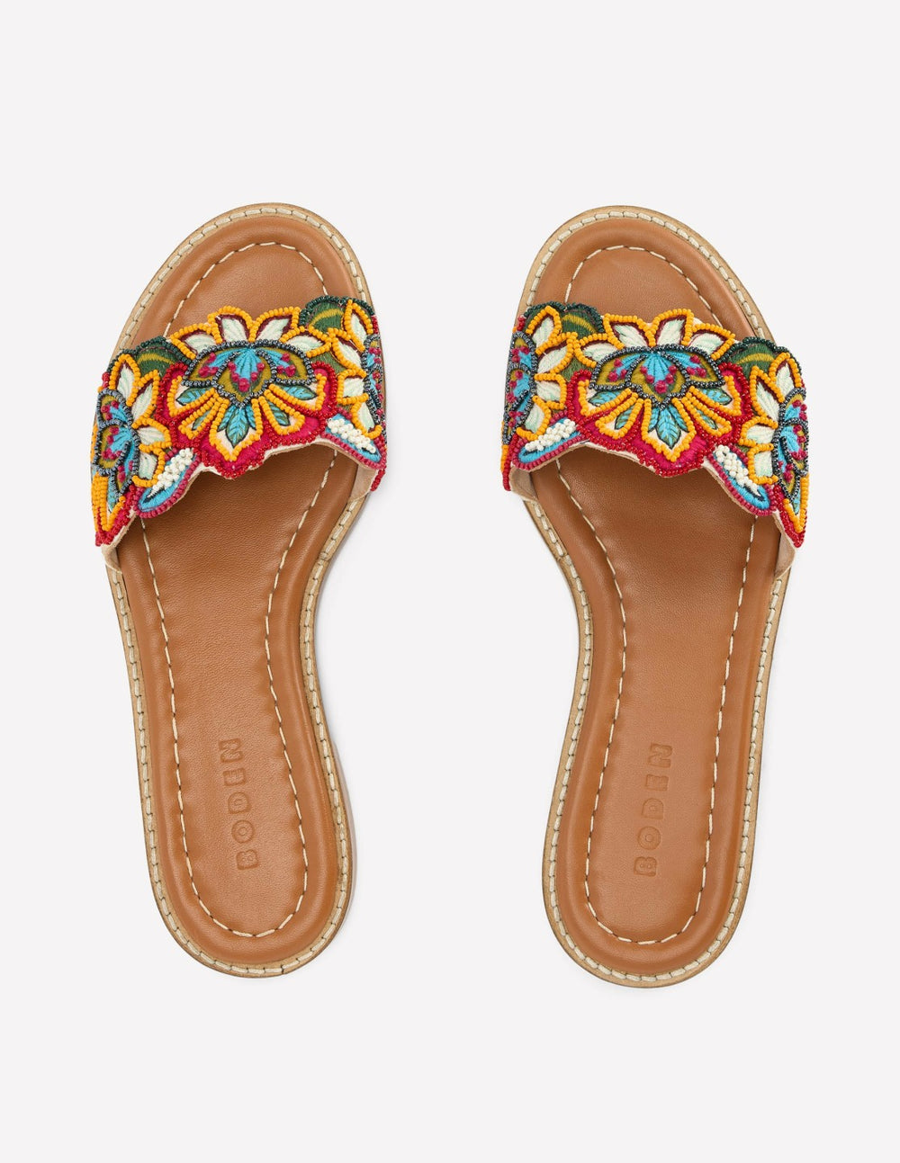 Beaded Flower Flat Sandal-Floral Multi Embroidery / Boden