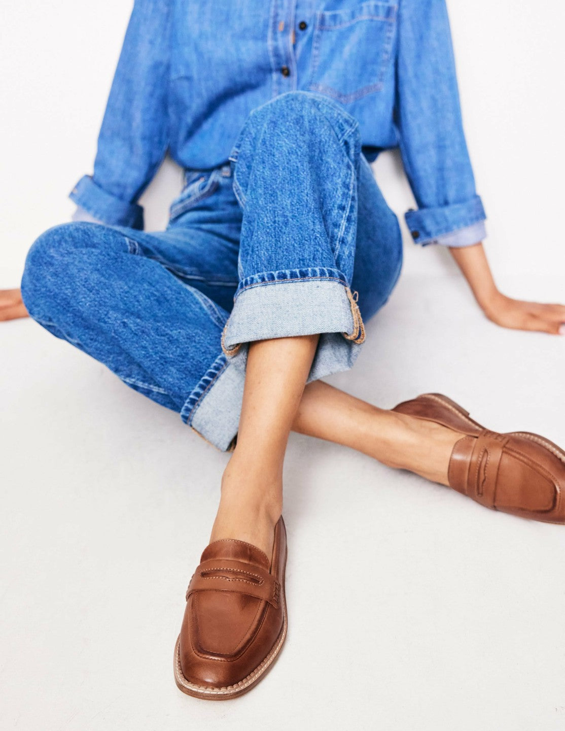 Nya Penny Loafers-Tan Burnished Leather / Boden Online