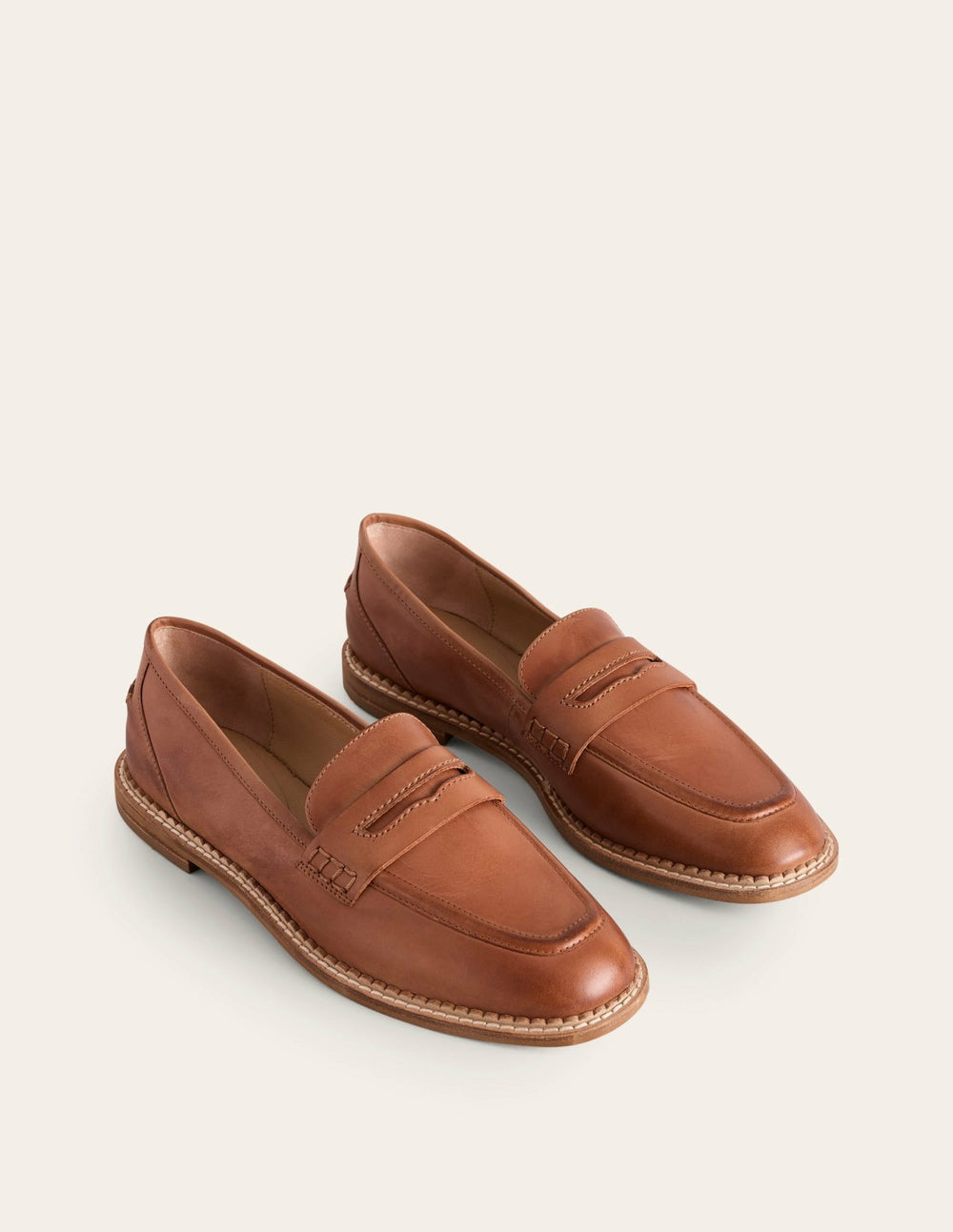 Nya Penny Loafers-Tan Burnished Leather / Boden Online