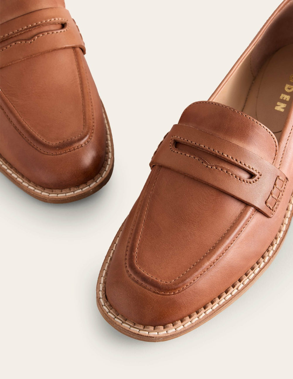 Nya Penny Loafers-Tan Burnished Leather / Boden Online
