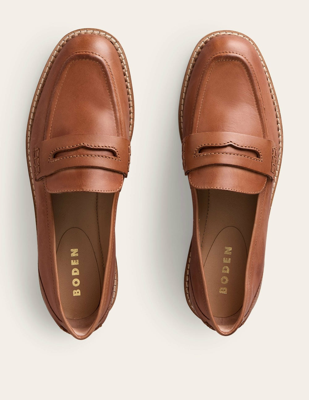 Nya Penny Loafers-Tan Burnished Leather / Boden Online