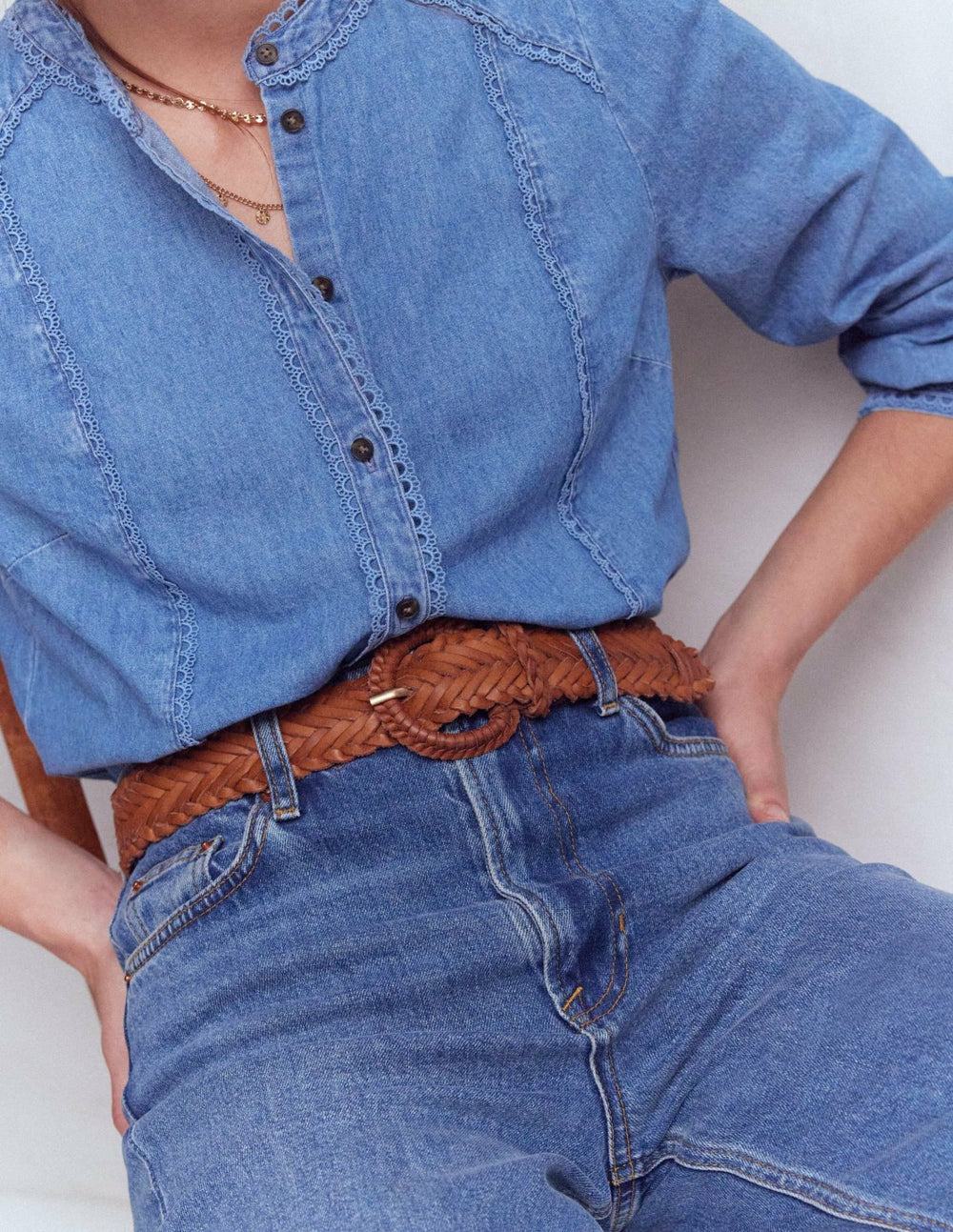 Woven Leather Belt-Tan / Boden us