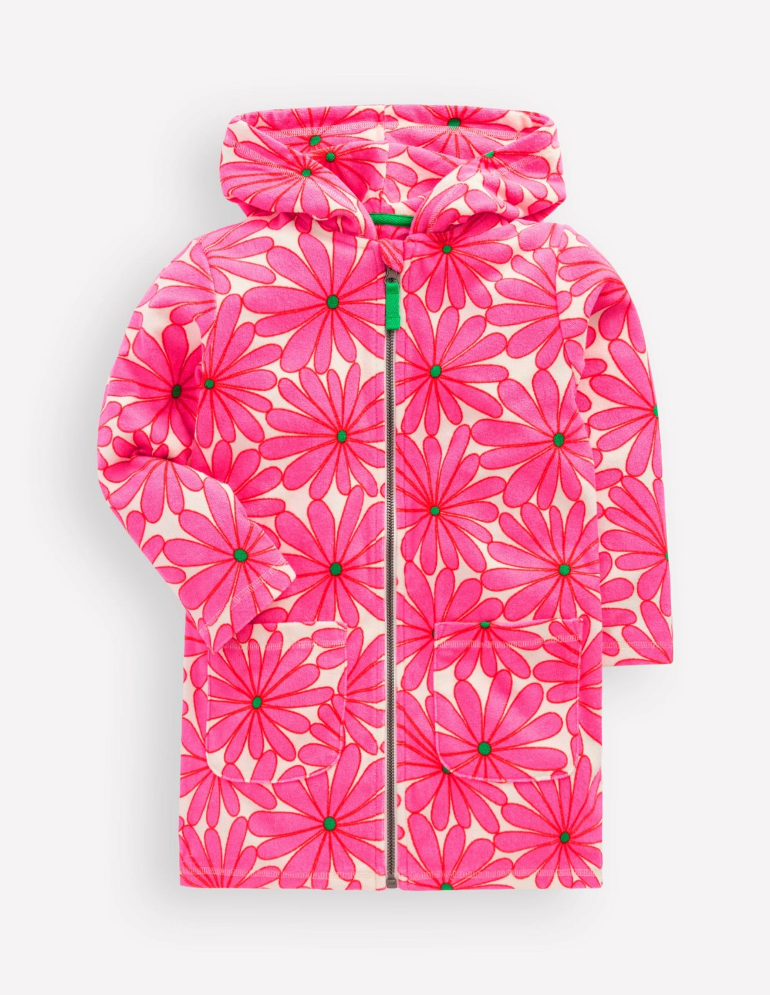 Romie Towelling Zip Throw-On-Festival Pink Giant Daisy / Boden Outlet