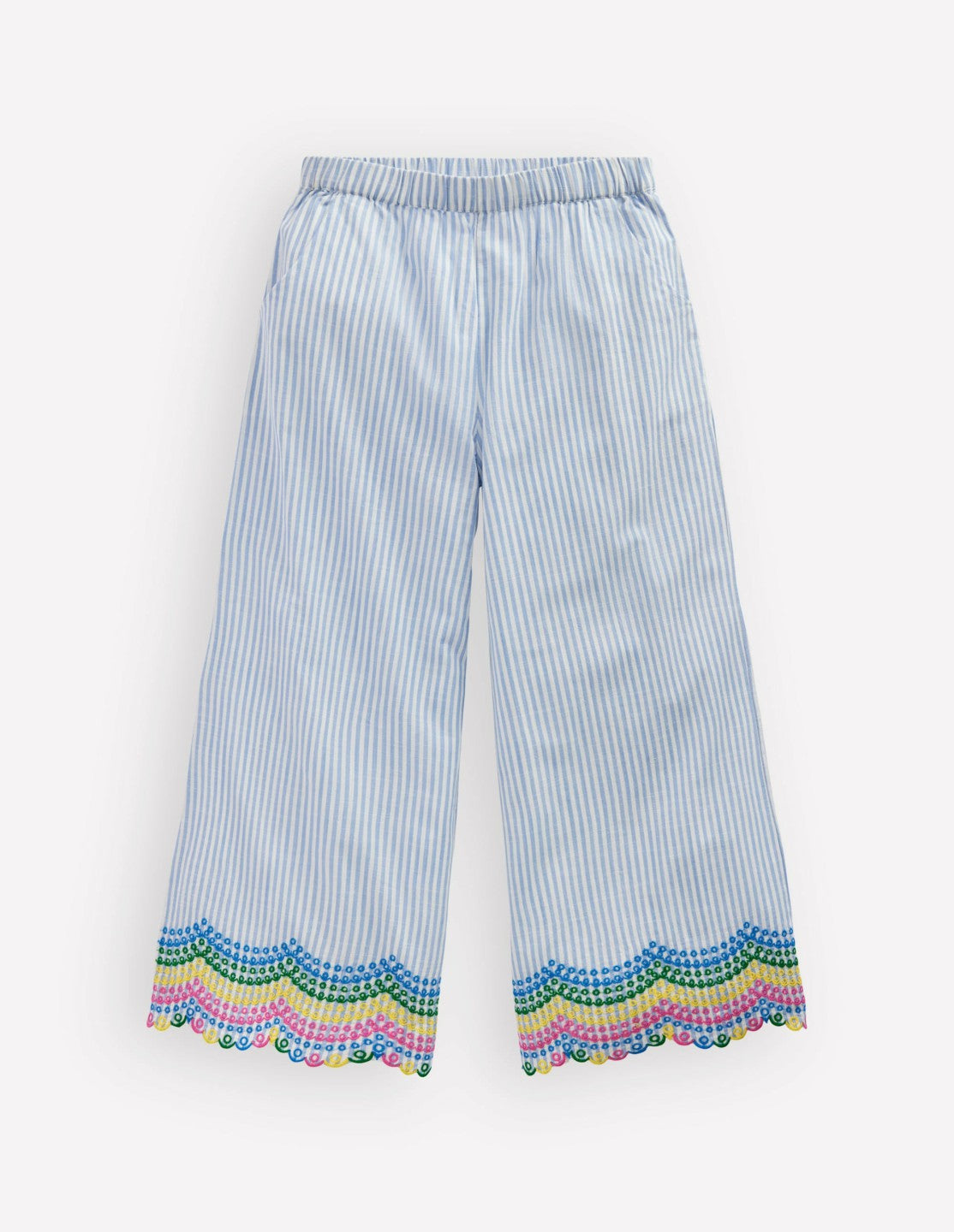 Scallop Hem Pants-Blue Ticking Rainbow / Boden Discount