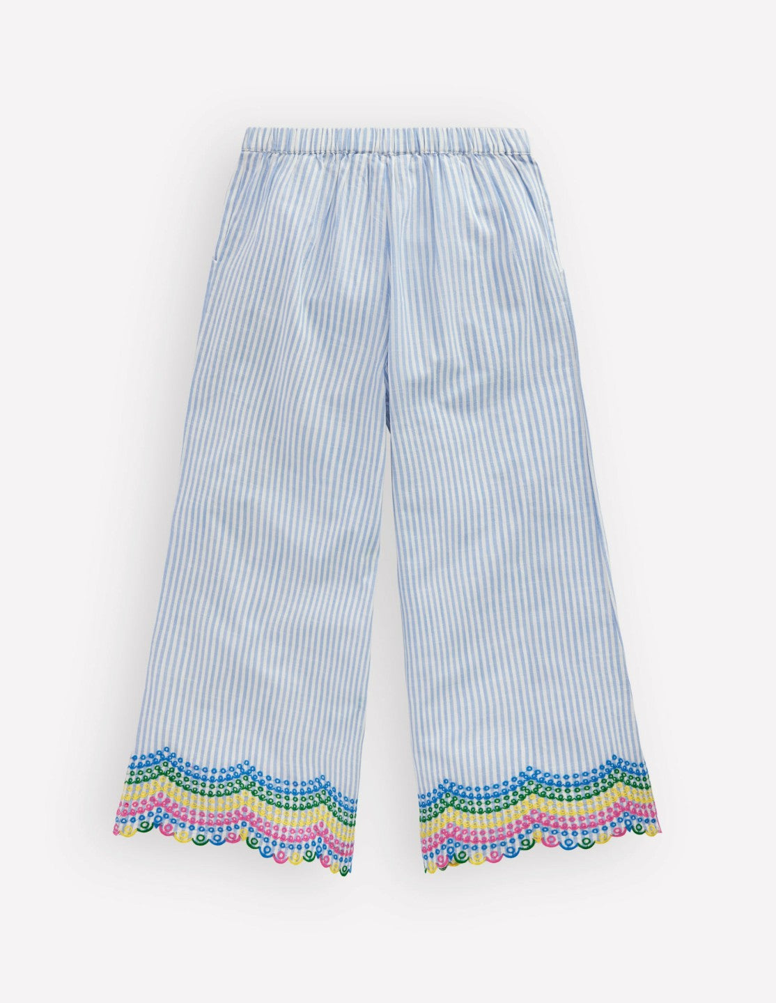 Scallop Hem Pants-Blue Ticking Rainbow / Boden Discount