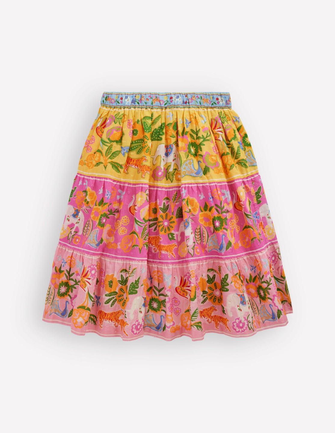 Midi Tiered Skirt-Multi Tropical Animals / Boden us