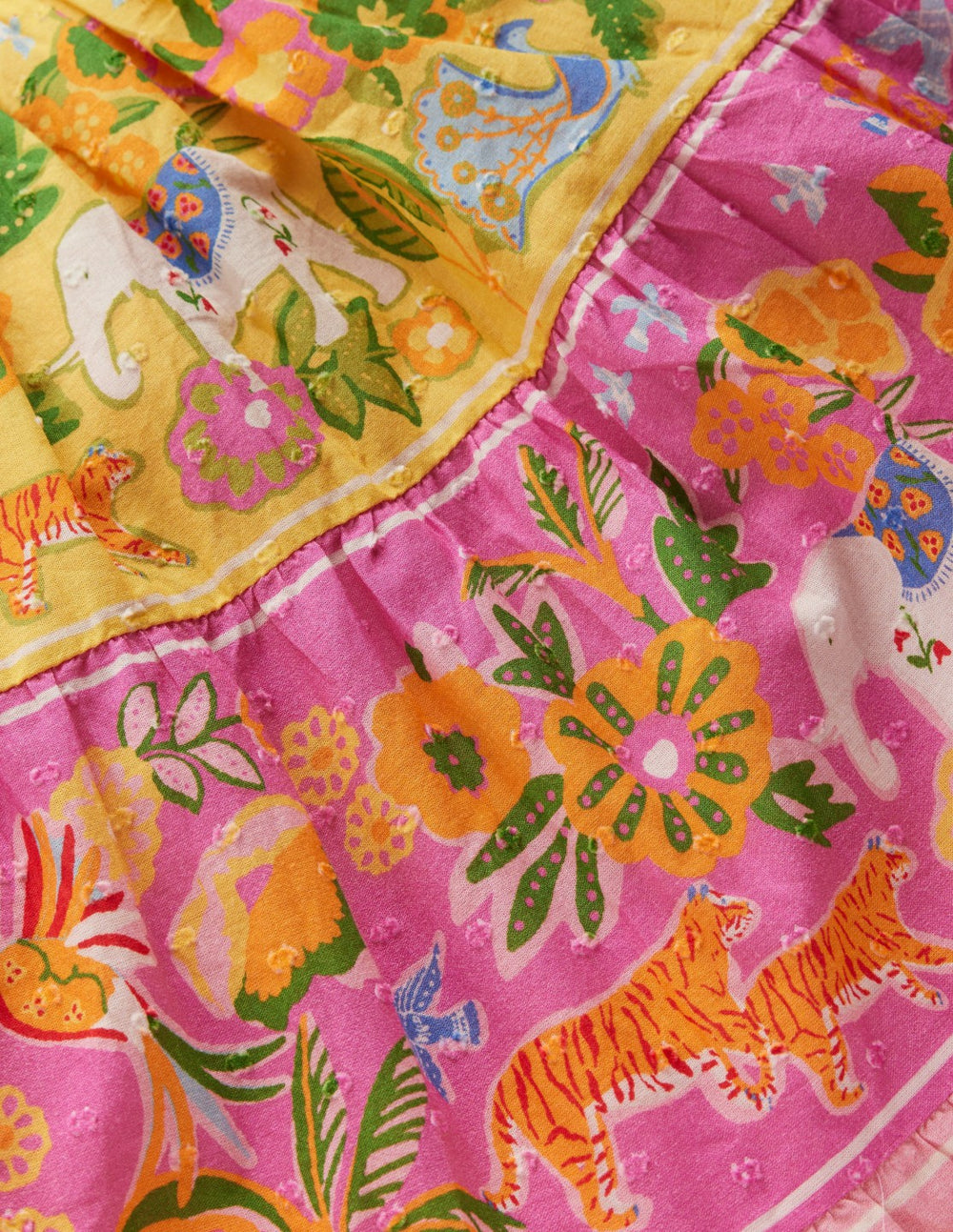 Midi Tiered Skirt-Multi Tropical Animals / Boden us
