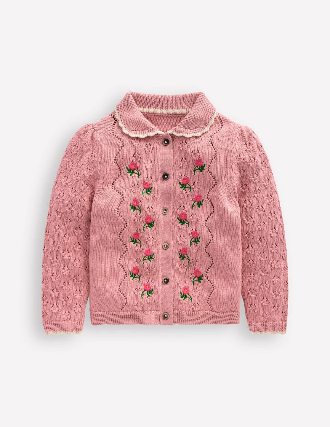 Collared Pointelle Cardigan-Vintage Pink / Boden Sale