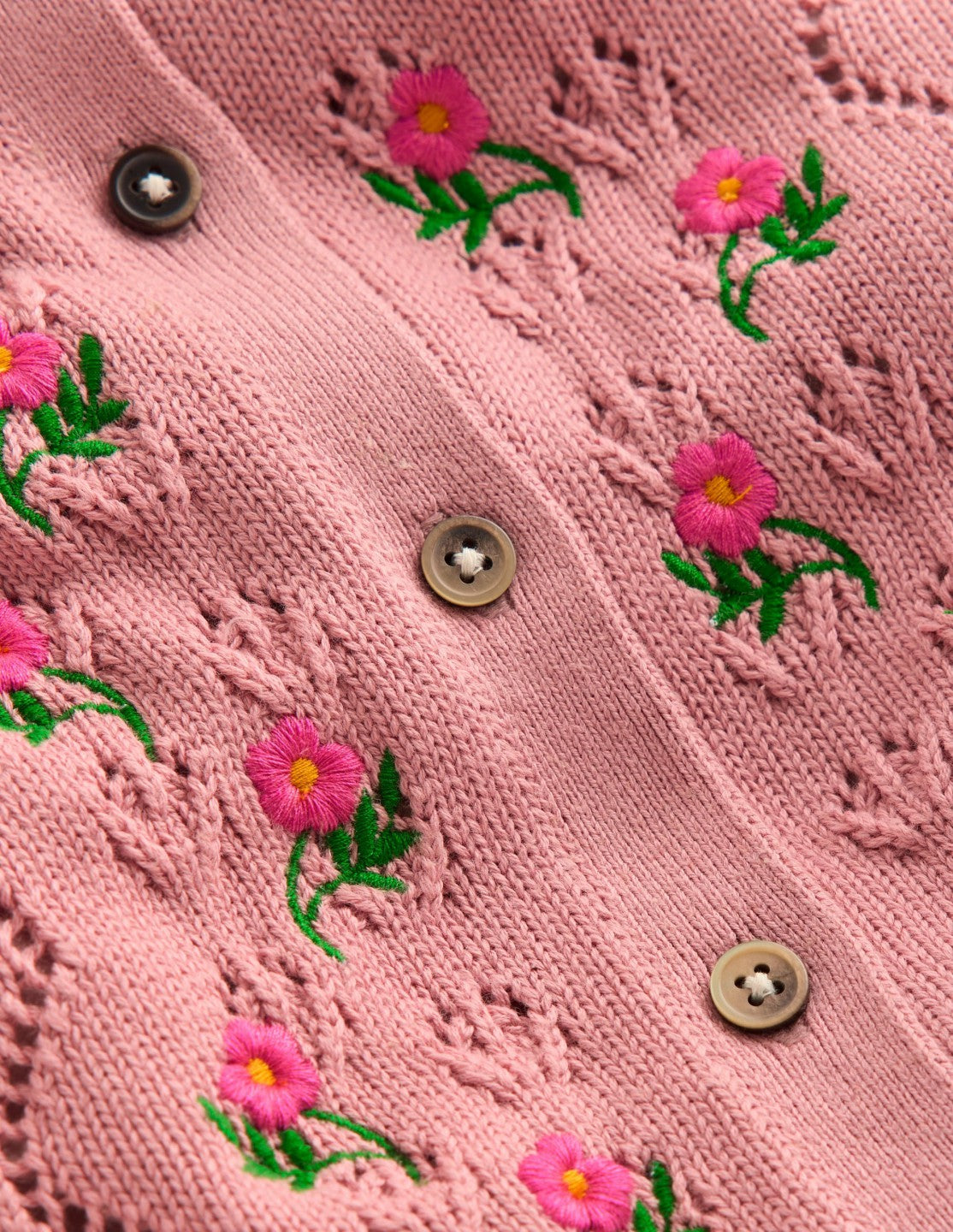 Collared Pointelle Cardigan-Vintage Pink / Boden Sale