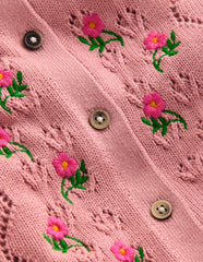 Collared Pointelle Cardigan-Vintage Pink / Boden Sale