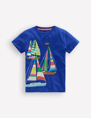 Superstitch T-Shirt-Sapphire Blue Boats / Boden