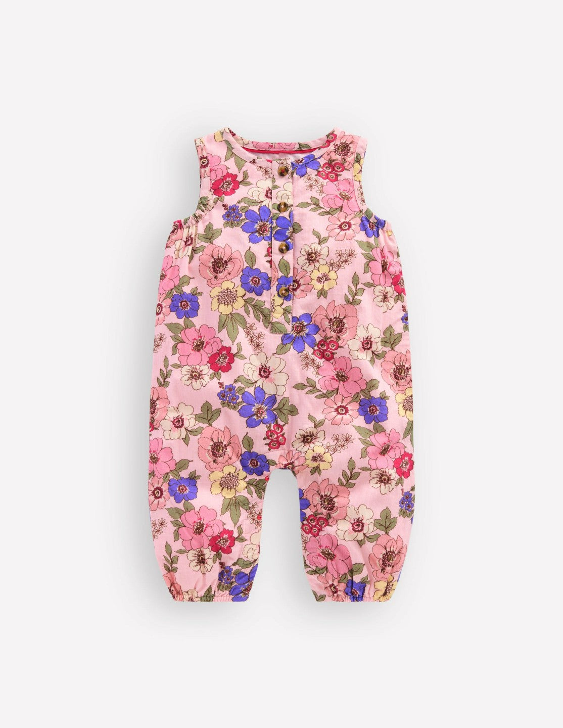 Girls Button Down Romper-Mid Pink Floral / Boden On sale