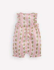 Short Frill Bubble Romper-Pink Gingham Floral / Boden