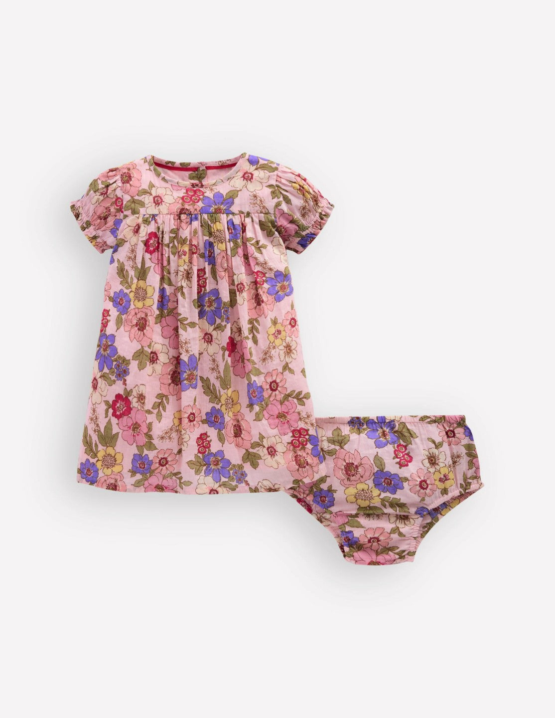Gathered Woven Dress-Mid Pink Floral / Boden On sale