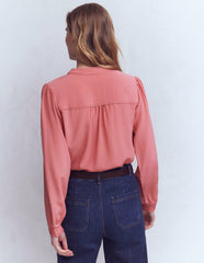 Rhea Trim Detail Silk Top-Vintage Rose / Boden Online