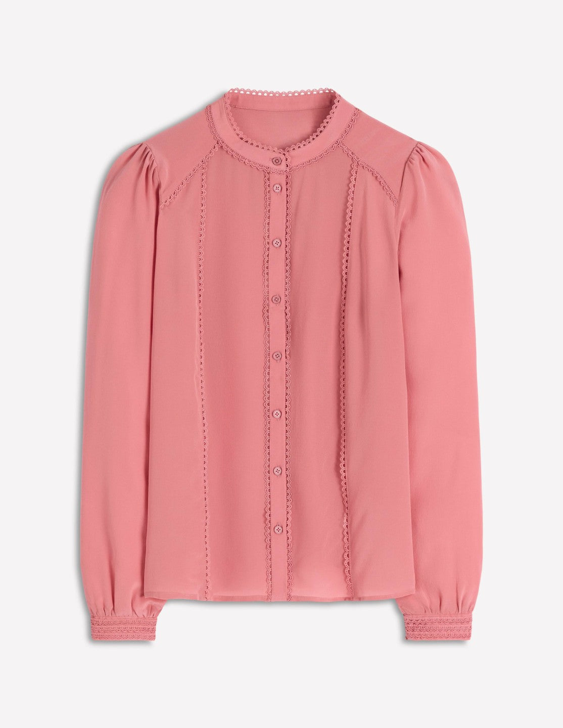 Rhea Trim Detail Silk Top-Vintage Rose / Boden Online