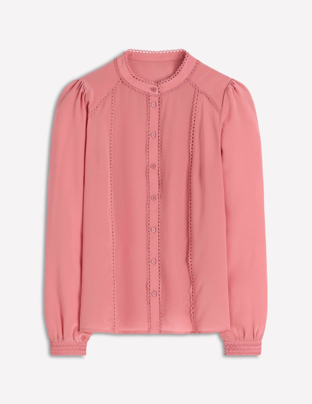 Rhea Trim Detail Silk Top-Vintage Rose / Boden Online