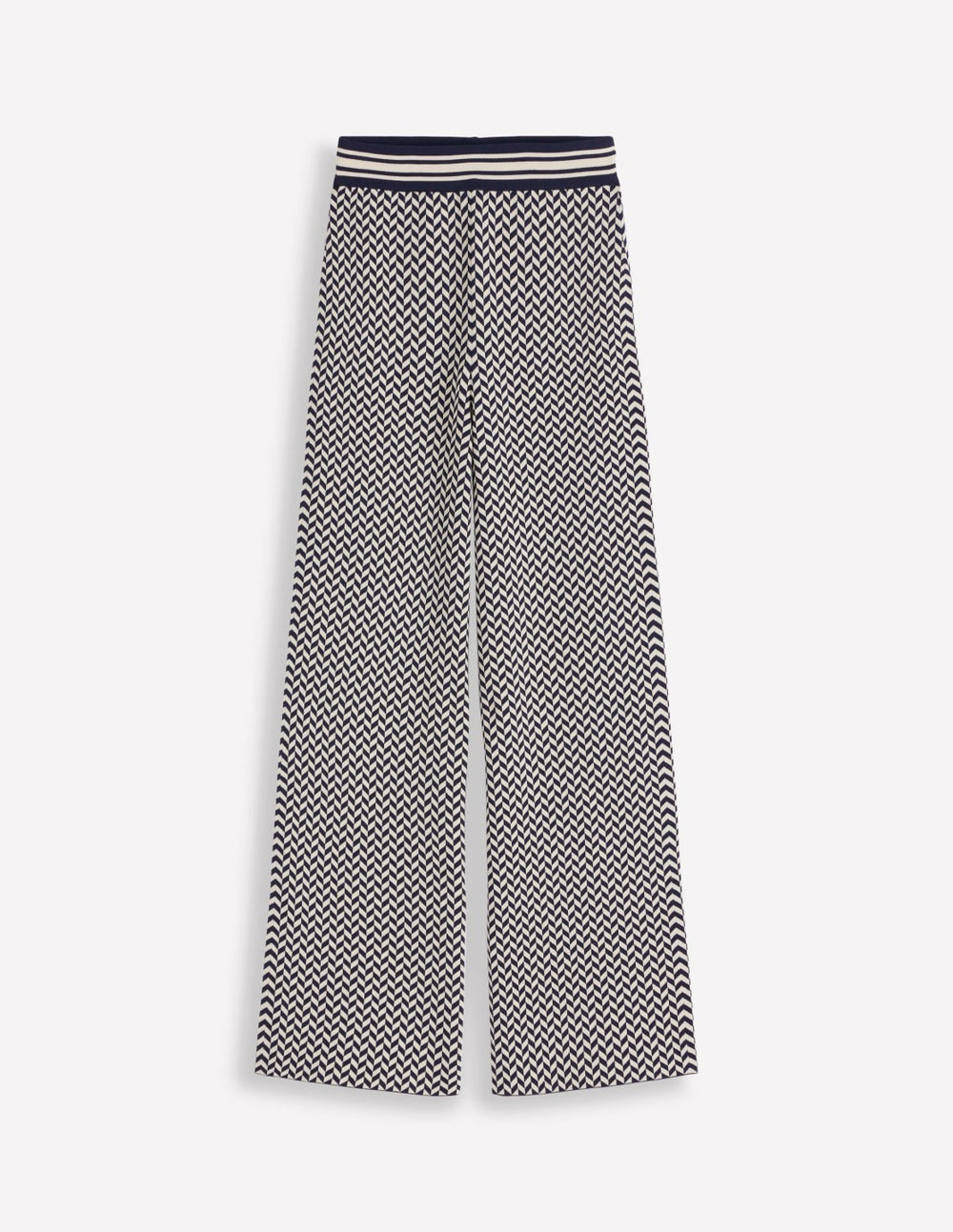 Jacquard Knitted Trousers-Geo Navy and Ivory Jacquard / Boden Outlet