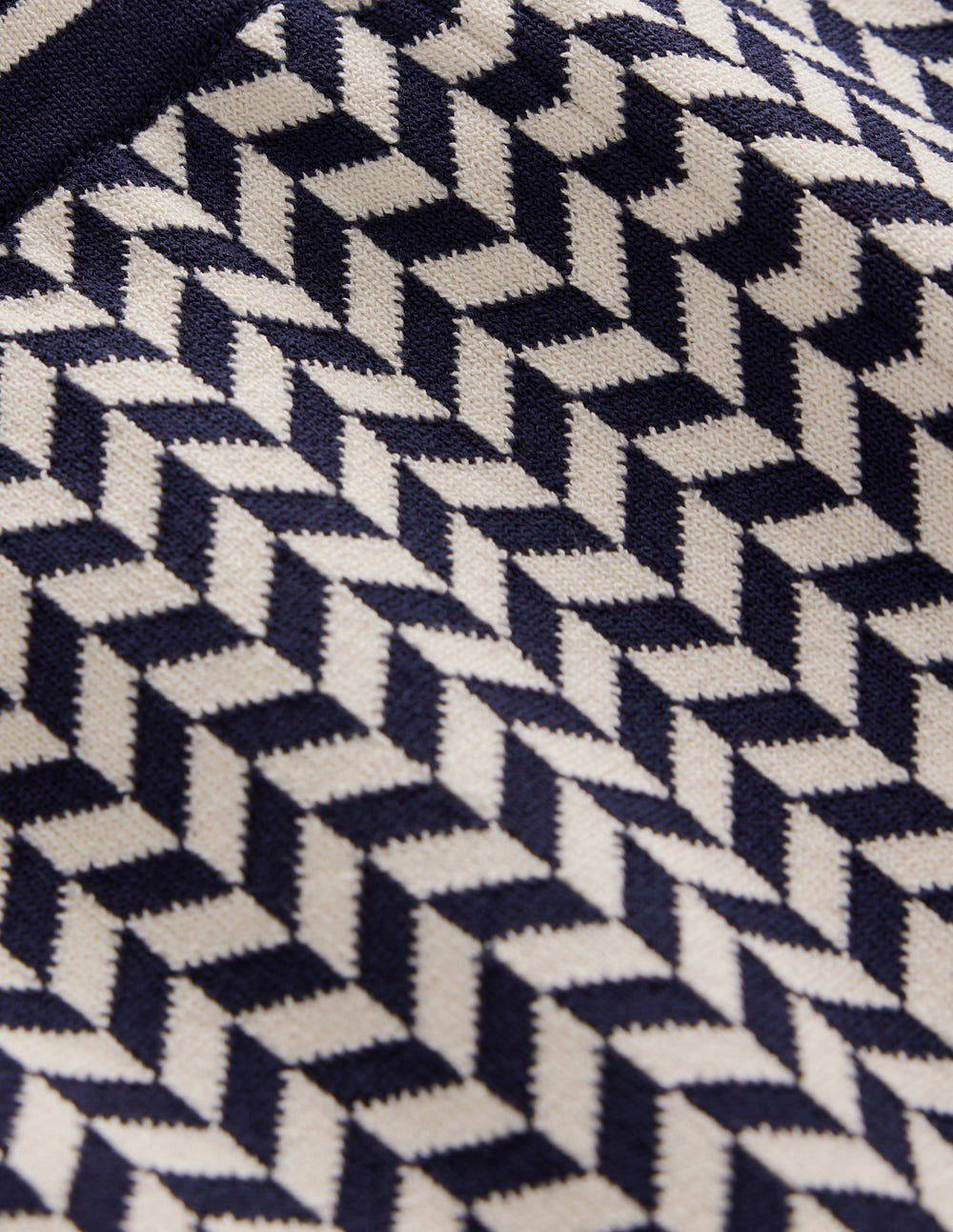 Jacquard Knitted Trousers-Geo Navy and Ivory Jacquard / Boden Outlet