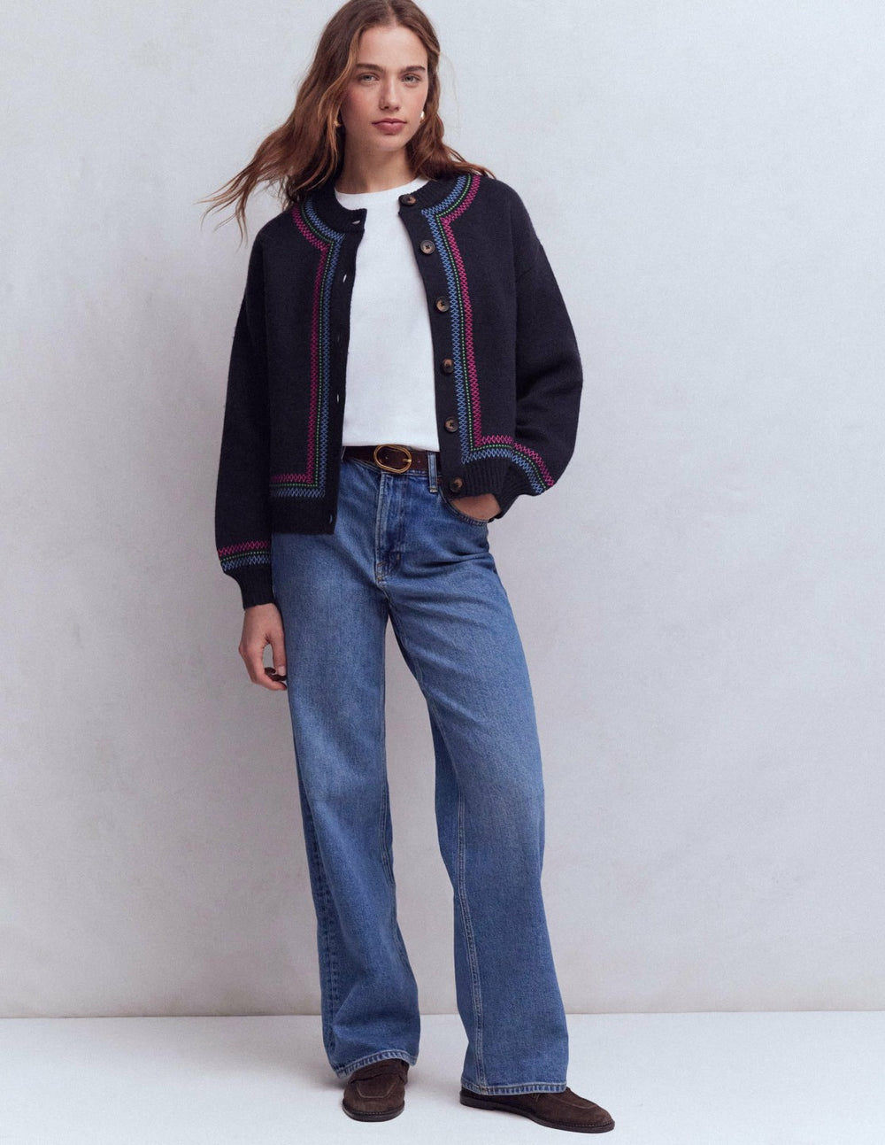 Abi Jacquard Cardigan-Navy, Tiger / Boden Discount