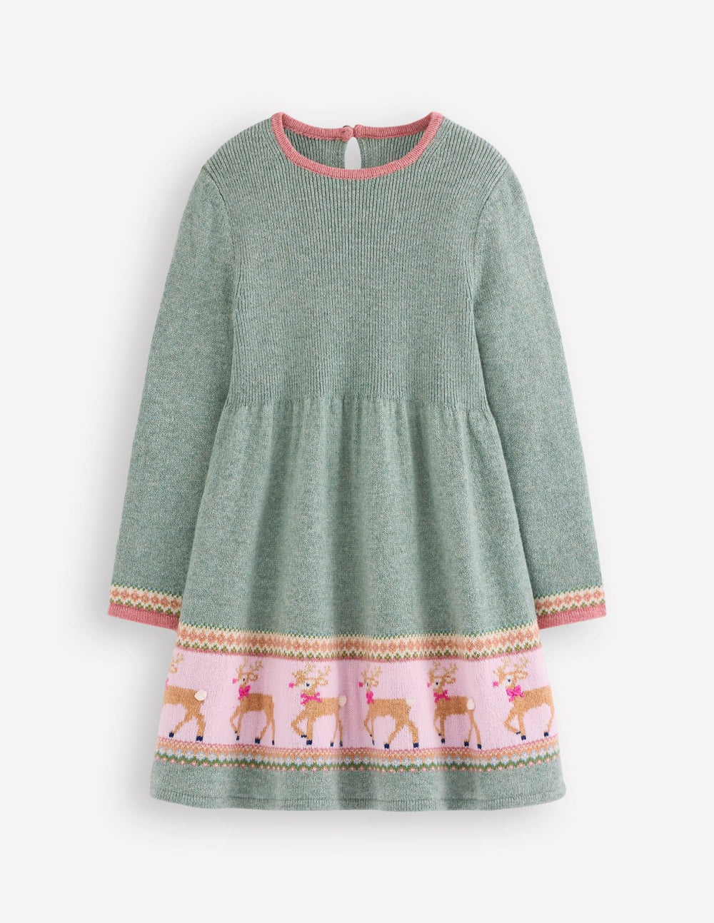 Fair Isle Knitted Dress-Eucalyptus Reindeer Fair Isle / Boden On sale