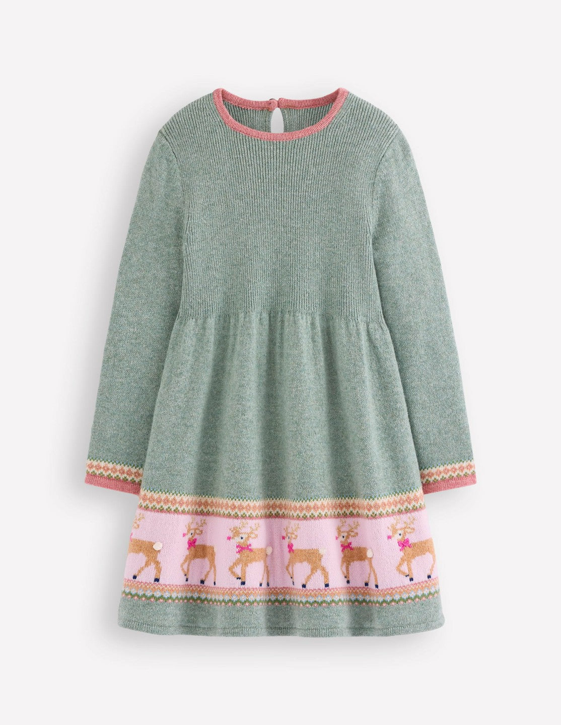 Fair Isle Knitted Dress-Eucalyptus Reindeer Fair Isle / Boden On sale
