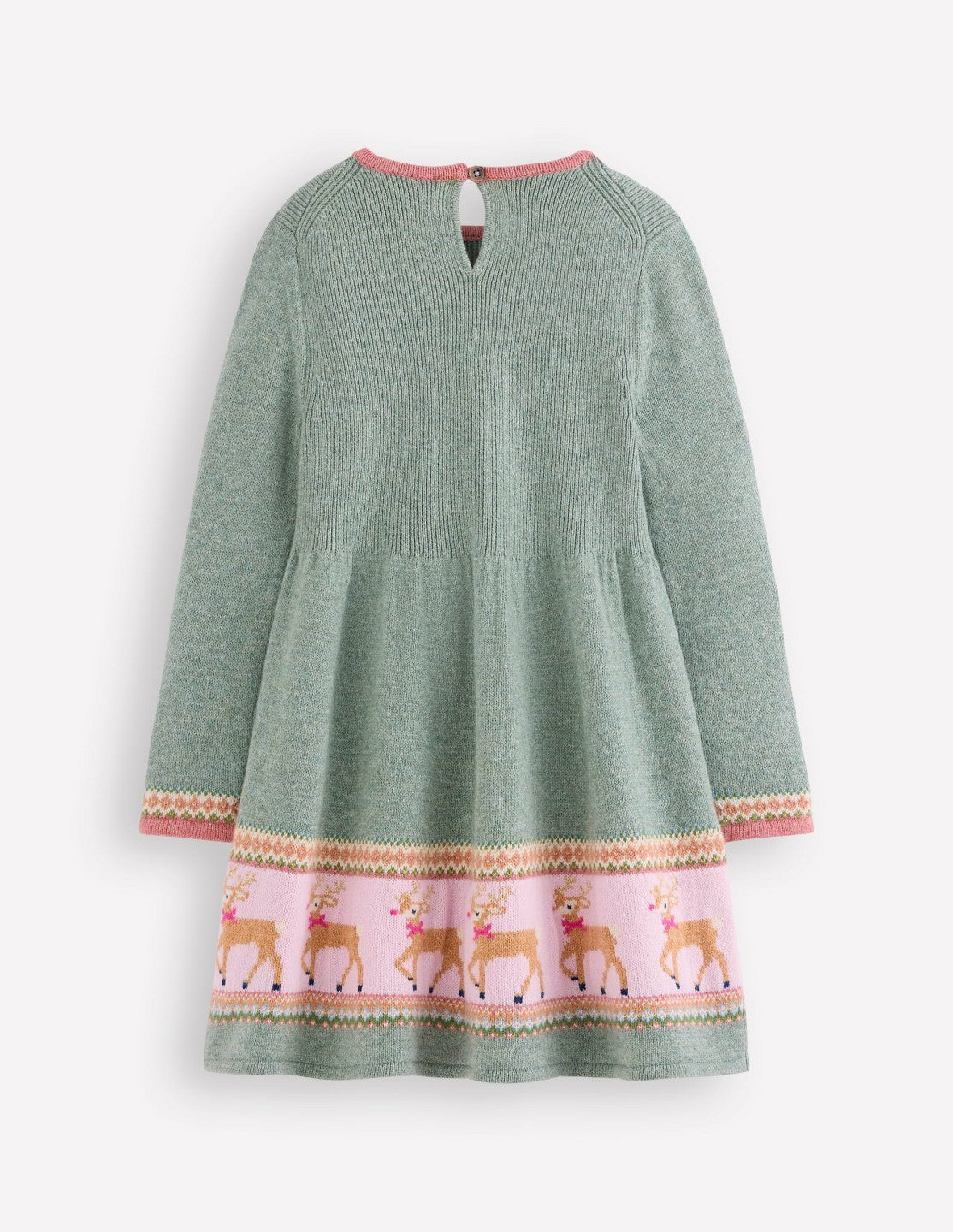 Fair Isle Knitted Dress-Eucalyptus Reindeer Fair Isle / Boden On sale