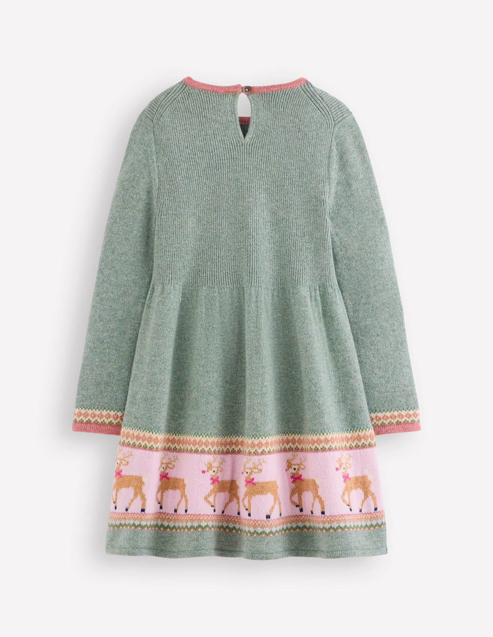 Fair Isle Knitted Dress-Eucalyptus Reindeer Fair Isle / Boden On sale