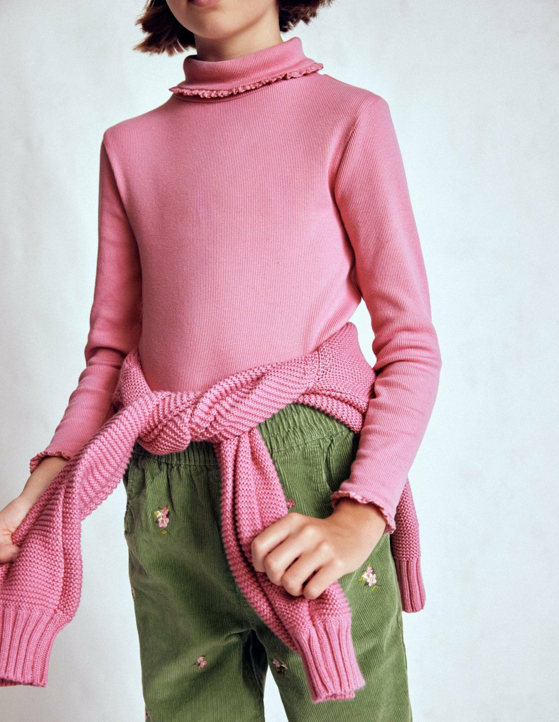 Ribbed Roll Neck Top-Pink Haze / Boden us