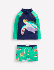 Fun Rash Vest Set-Aquamarine Blue Turtles / Boden Online