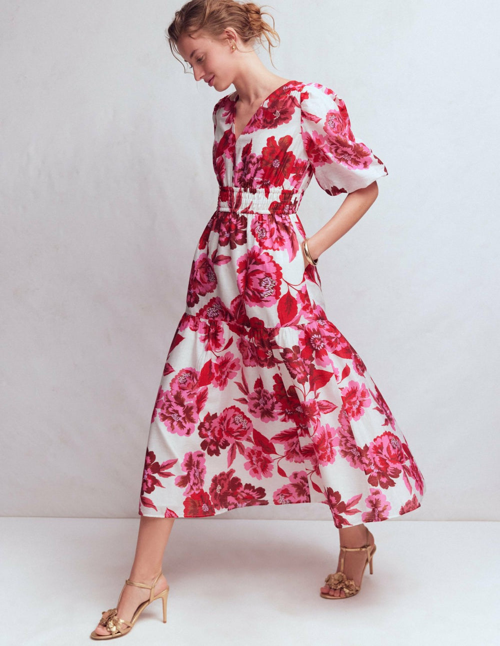 Irene Occasion Dress-Pink Opulent Blossom / Boden Outlet