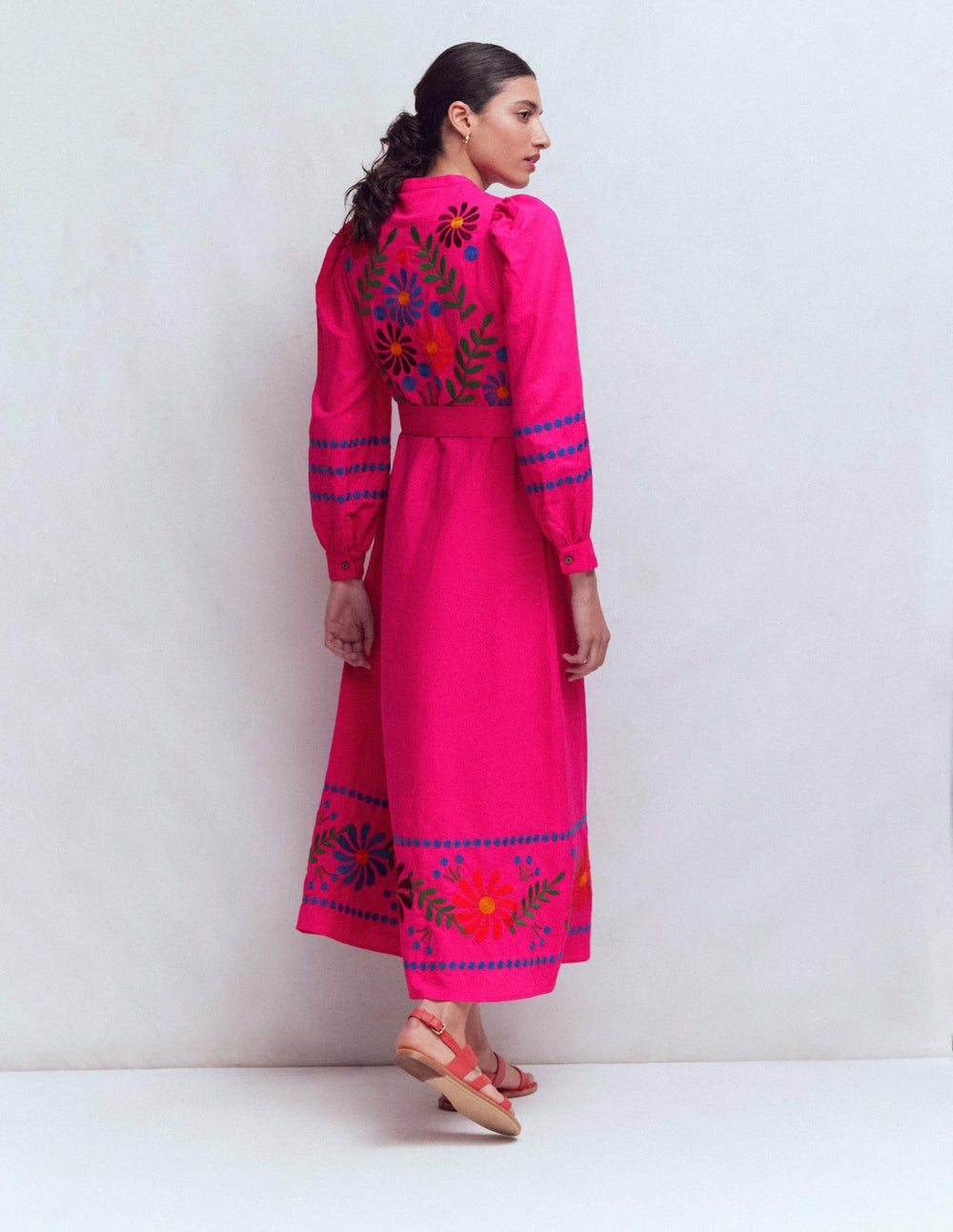 Ava Linen Blend Midi Dress-Multi Embroidery / Boden Discount