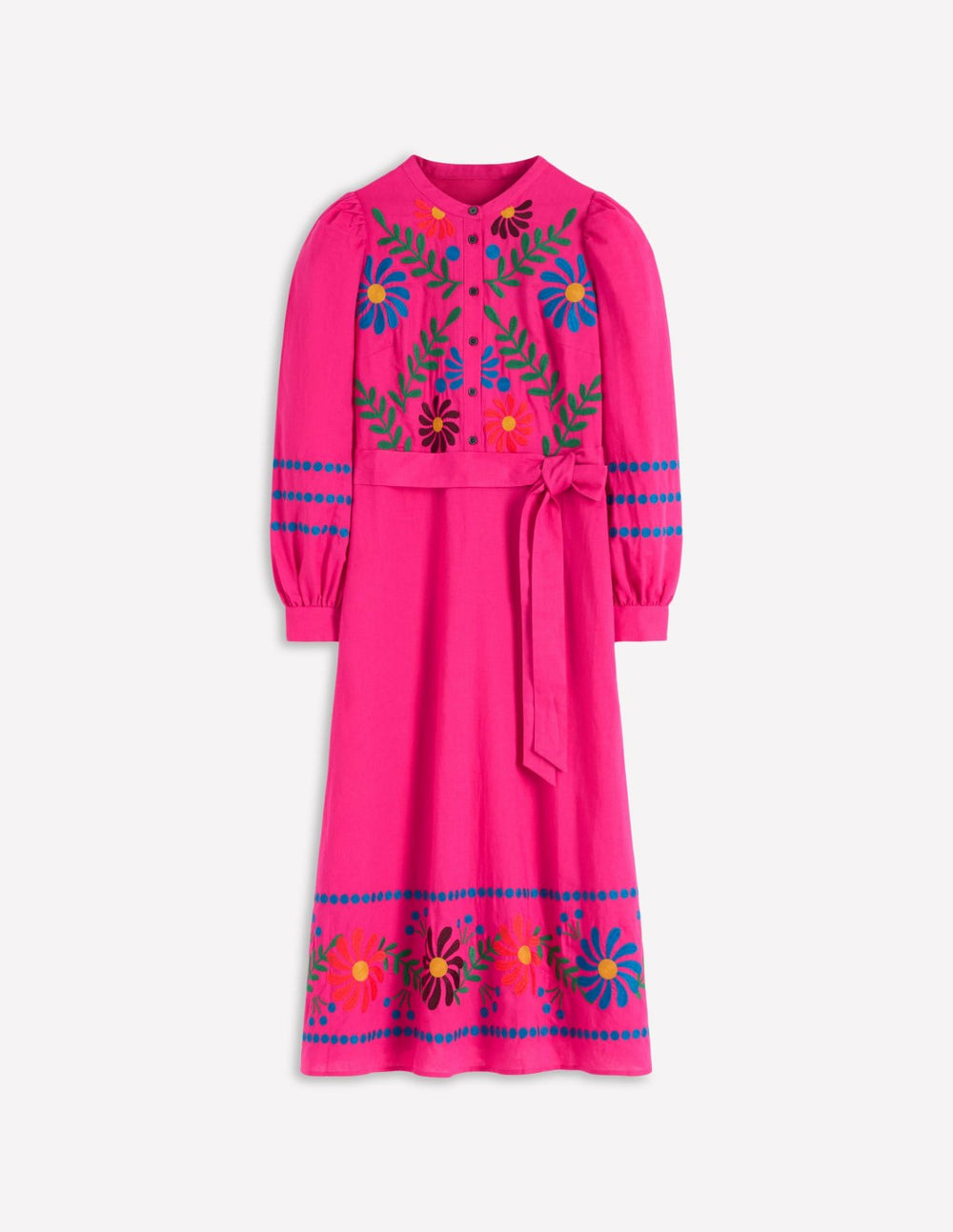 Ava Linen Blend Midi Dress-Multi Embroidery / Boden Discount