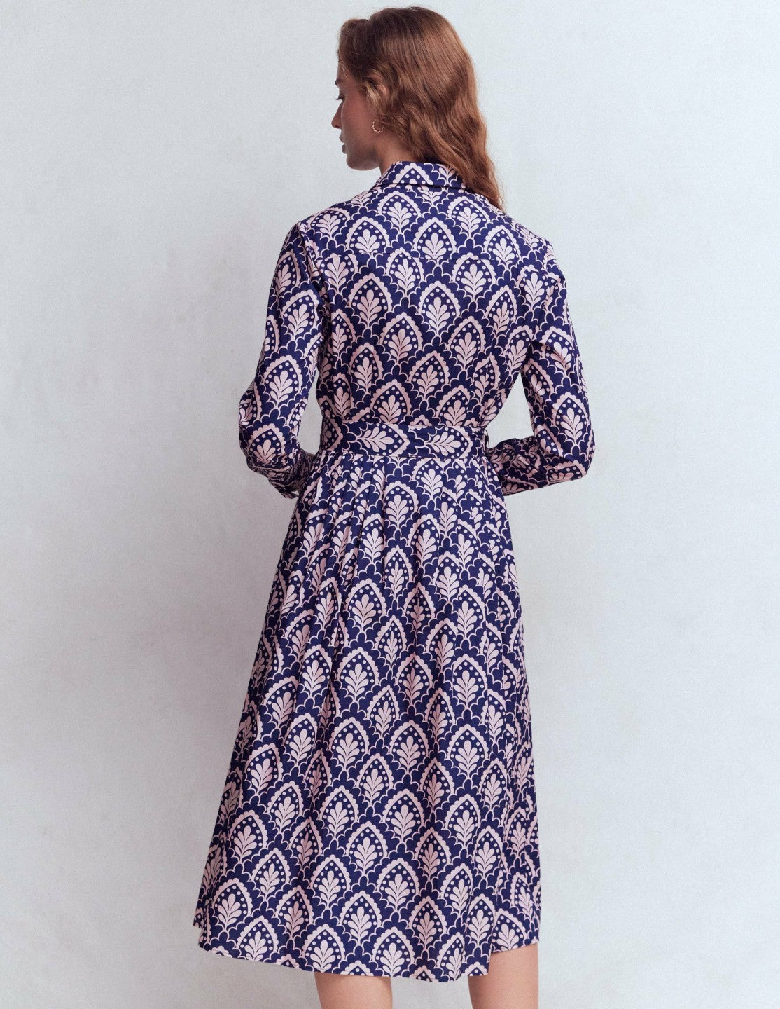 Alexa Cotton Midi Shirt Dress-Navy Petal Terrace / Boden On sale