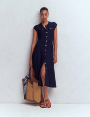 Cap Sleeve Knitted Dress-Navy / Boden